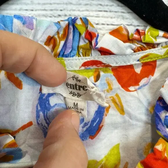 Entro Women's White Blue Floral Sleeveless Tiered Midi Dress Size Medium - Picture 5 of 11